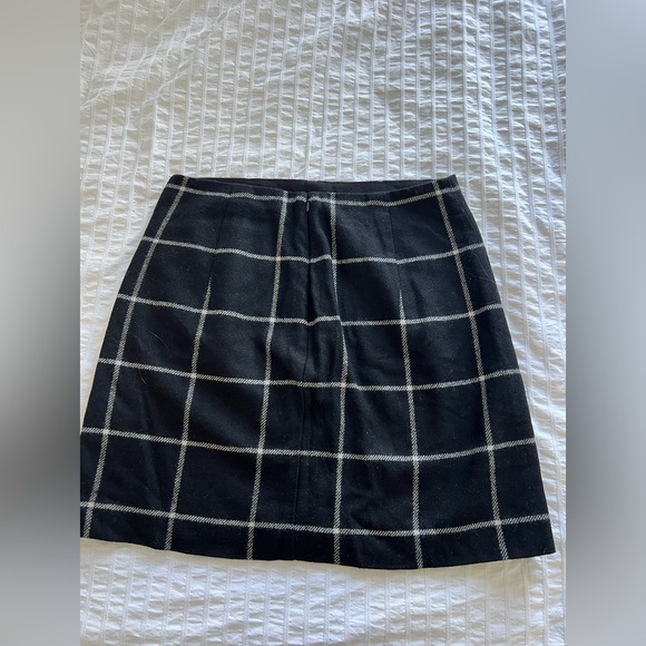 Madewell black and white plaid wool skirt - Picture 2 of 3
